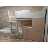 Двухъярусная кровать со шкафом и столом Ла-Пас Fmebel 90x200