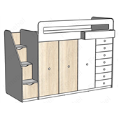 Кровать-чердак со шкафом Джорджия Fmebel 80x190