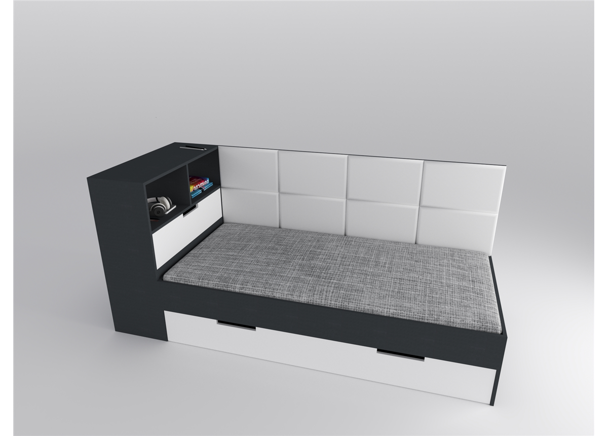 Распродажа 31/33 Диван с низкой тумбой для белья 90х190 К-2 элит + МАТРАС VIALL 190Х90Х12 87*190