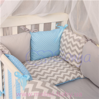 Сменный комплект постельно белья Бейби дизайн № 9 Серо-голубые зигзаги