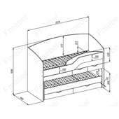 Двухъярусная кровать низкая Вашингтон Fmebel 80x190/200