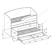 Двухъярусная кровать низкая Вашингтон Fmebel 80x190/200