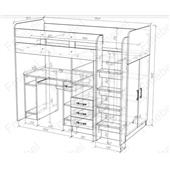 Кровать-чердак со столом Будапешт Fmebel