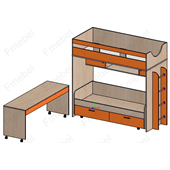 Кровать-чердак со столом Квинсленд Fmebel 80x190