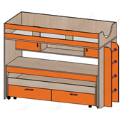 Кровать-чердак со столом Квинсленд Fmebel 80x190