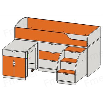 Распродажа Кровать-чердак со столом Вайоминг Fmebel 80х190 в комплектации стандарт+
