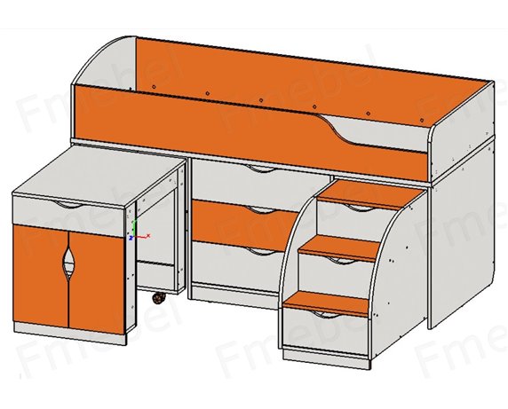 Распродажа Кровать-чердак со столом Вайоминг Fmebel 80х190 в комплектации Базовая