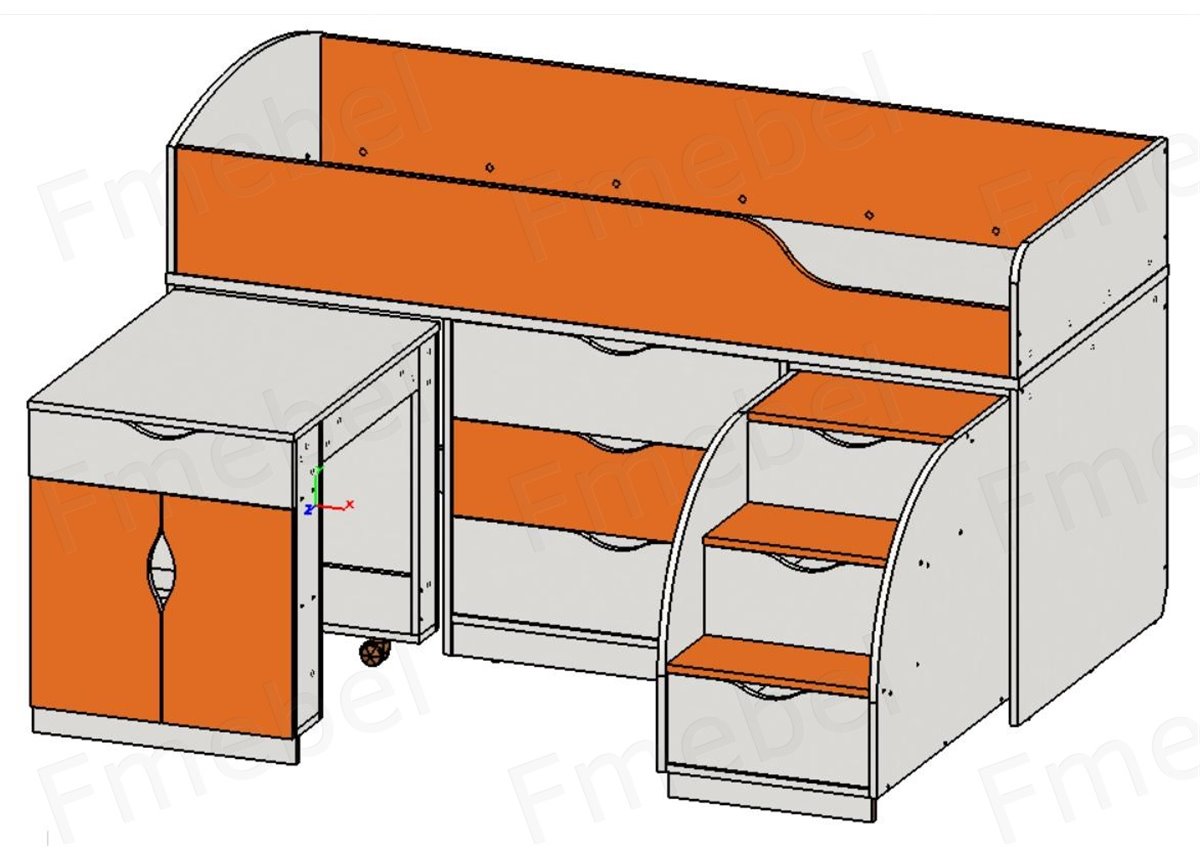 Распродажа Кровать-чердак со столом Вайоминг Fmebel 80х190 в комплектации стандарт+