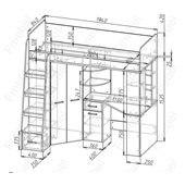 Кровать-чердак со столом Остин Fmebel 80х190