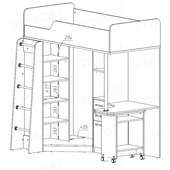 Кровать-чердак со столом Мадрид Fmebel