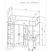 Кровать-чердак со столом Мадрид Fmebel