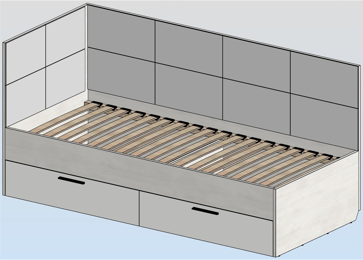 30б Кровать-диван с мягким изголовьем и спинкой 80*190 стандарт