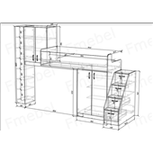 Кровать-чердак с местом под диван Калифорния Fmebel 80x190