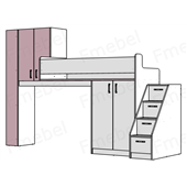 Кровать-чердак с местом под диван Калифорния Fmebel 80x190