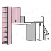 Кровать-чердак с местом под диван Калифорния Fmebel 80x190