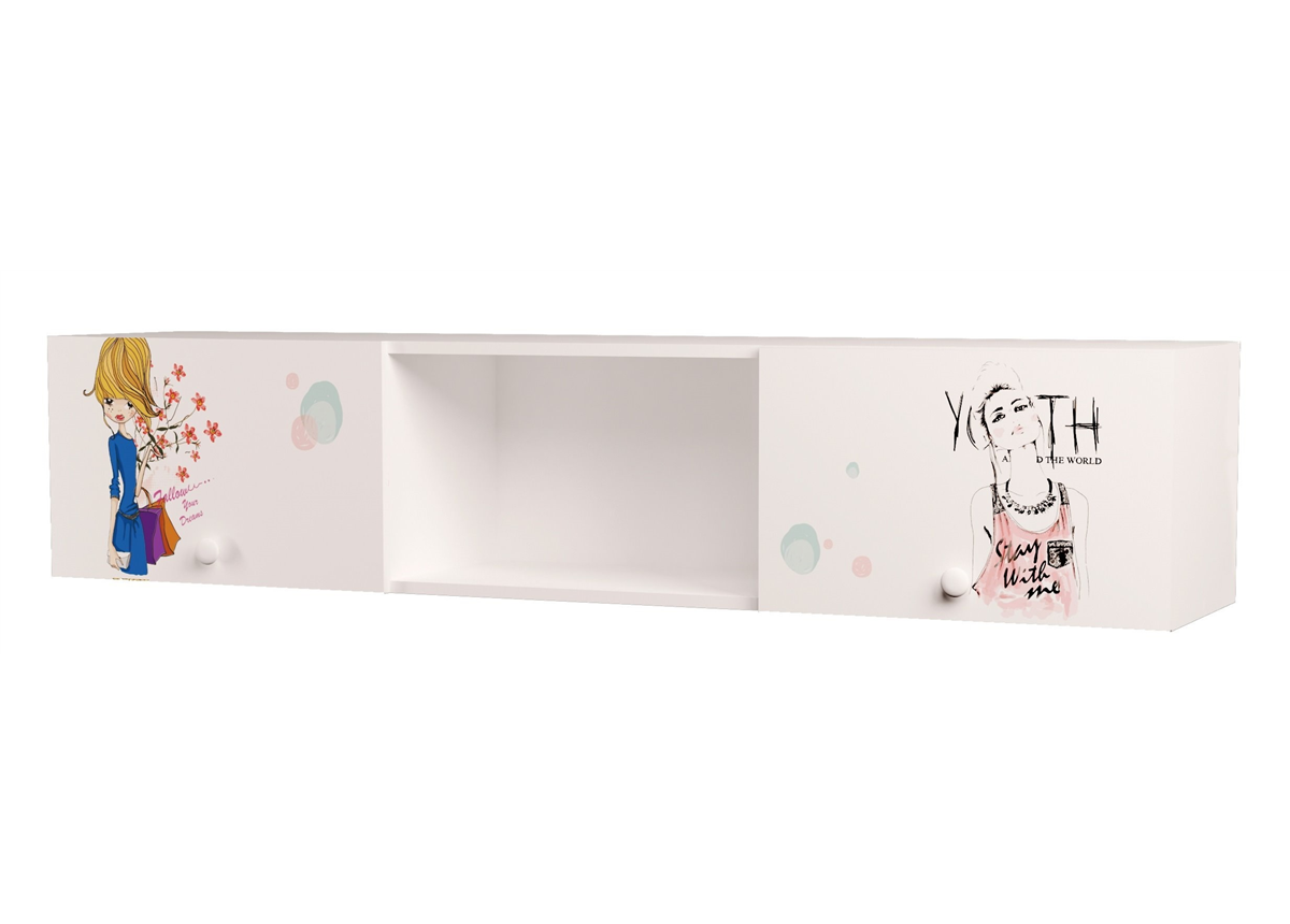 Полка на три секции с двумя дверками Гламур 195