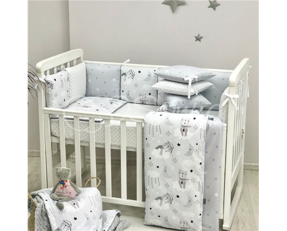 Распродажа Комплект Baby Design Коты в облаках серый (6 предметов) Маленькая Соня