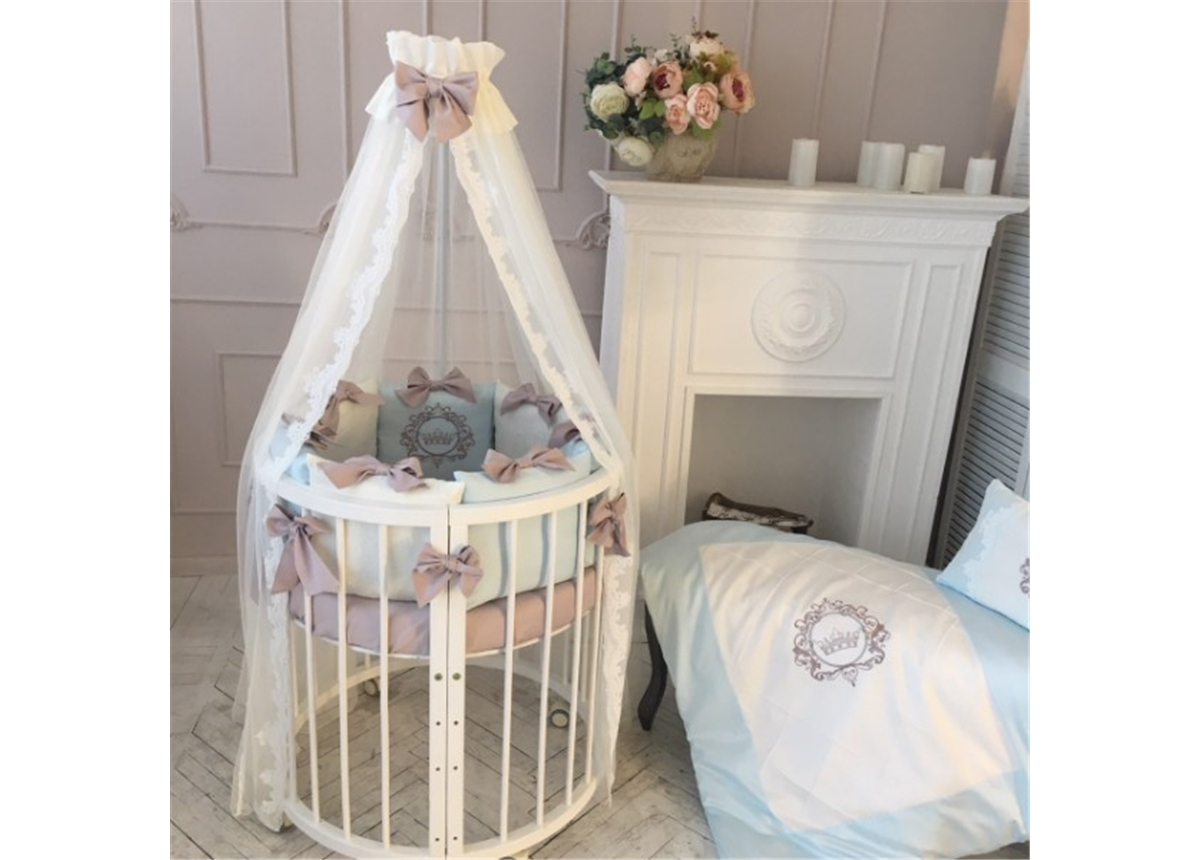 Комплект Elegance голубой (7 предметов) для круглых кроваток Маленькая Соня