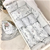 Комплект Baby Design Коты в облаках серый (7 предметов) Маленькая Соня