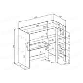 Кровать-чердак со столом Дижон Fmebel 90x200