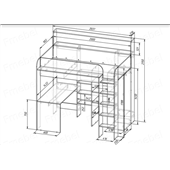 Кровать-чердак со столом и шкафом Тулуза Fmebel 90x200