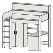 Кровать-чердак со столом и шкафом Тулуза Fmebel 90x200
