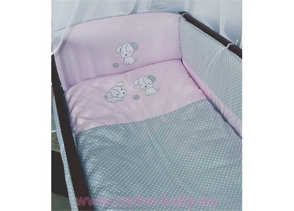 Распродажа ДБ061/3 Комплект постельного белья комбинированный с вышивкой (простыня на резинке) Медисон песик розовый Распродажа ДБ061/3 Комплект постельного белья комбинированный с вышивкой (простыня на резинке) Медисон песик розовый