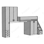 Кровать-чердак с местом под диван Калифорния Fmebel 80x190