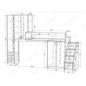 Кровать-чердак с местом под диван Калифорния Fmebel 80x190