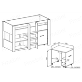 Кровать-чердак со столом Амора Fmebel
