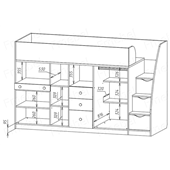 Кровать-чердак со столом Веллингтон Fmebel 