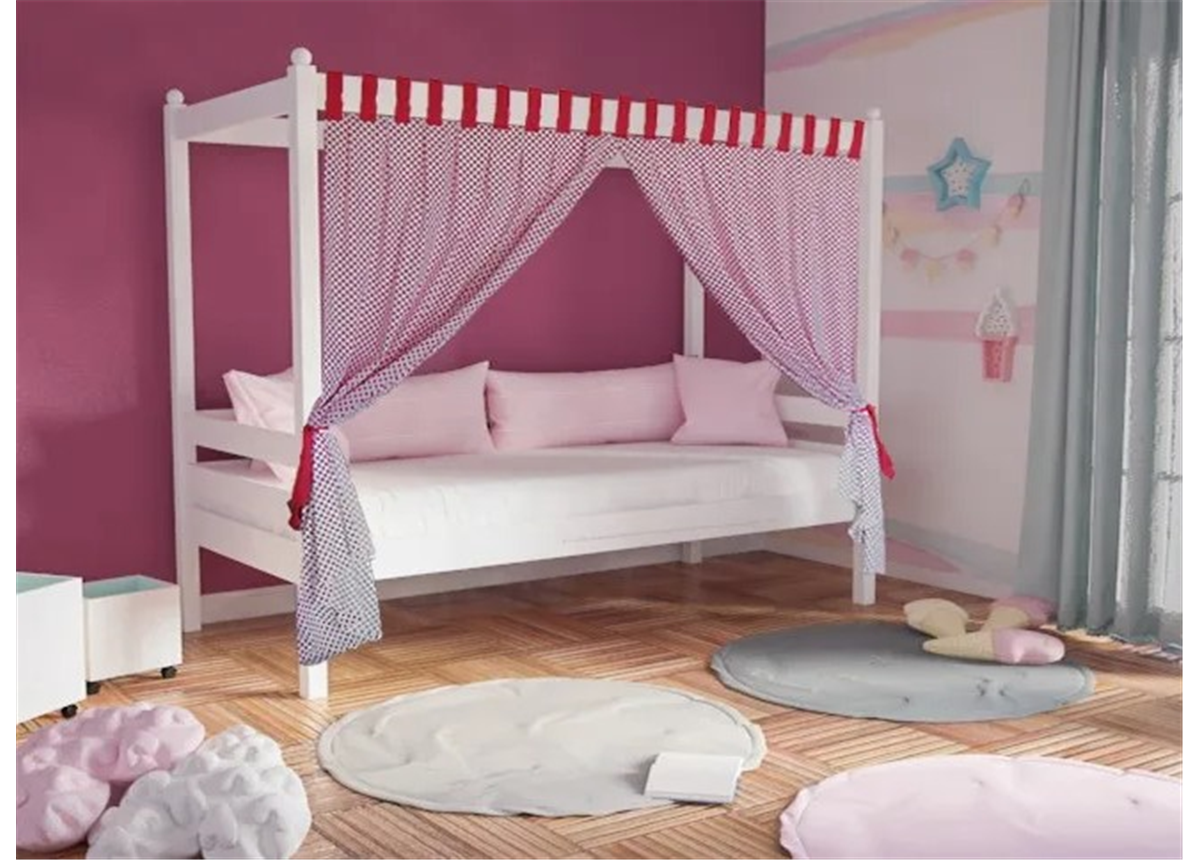 Распродажа Кровать с опорами под балдахин Fmebel 1900*900, белый 