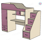 Кровать-чердак со столом Ричмонд Fmebel