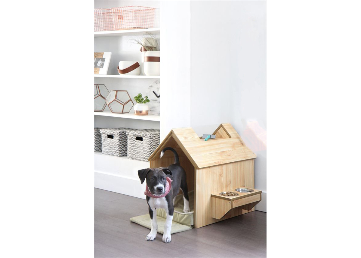 Домик для собаки с держателем для мисок