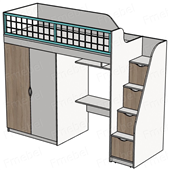 Кровать-чердак со столом Парма Fmebel