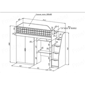 Кровать-чердак со столом Парма Fmebel