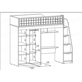 Кровать-чердак со столом Парма Fmebel