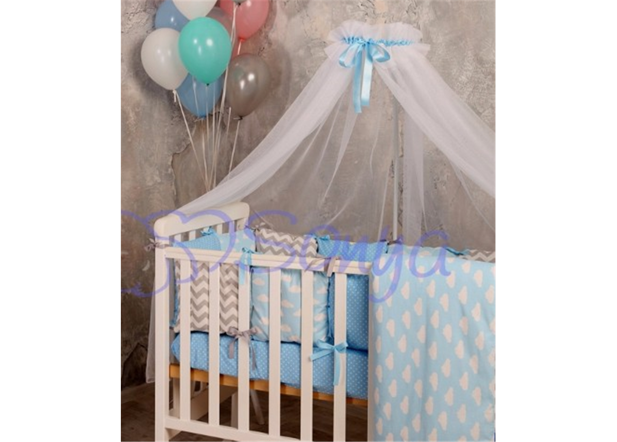 Балдахин Baby Design белый с голубым Маленькая Соня