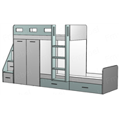 Двухъярусная кровать со шкафом Бернаби Fmebel 90x200