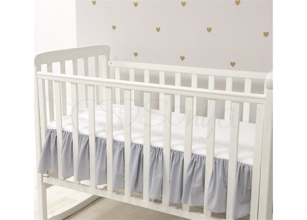 Простынь однотонная с юбкой серый н/р 60х120 Маленькая Соня