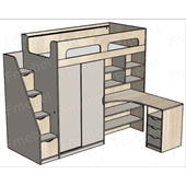 Кровать-чердак с гардеробом Тулон Fmebel