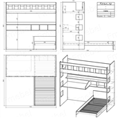 Двухъярусная кровать со столом Кёльн Fmebel