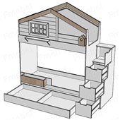 Двухъярусная кровать домик Штутгарт Fmebel