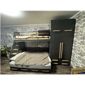 Двухъярусная кровать для взрослых со шкафом Хельсинки-3 Fmebel 140x200, 160x200
