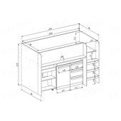 Кровать-чердак со столом Ньюкасл Fmebel 90x200