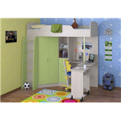 Кровать-чердак со столом Бруклин  Fmebel 80x190