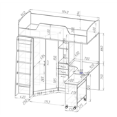 Кровать-чердак со столом Бруклин  Fmebel 80x190