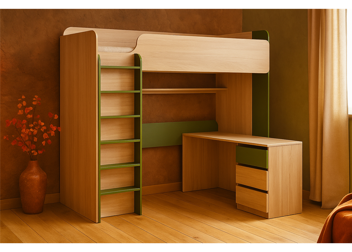 Кровать-чердак со столом Юрмала Fmebel 