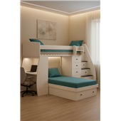 Кровать-чердак со столом двухместная Оксфорд Fmebel