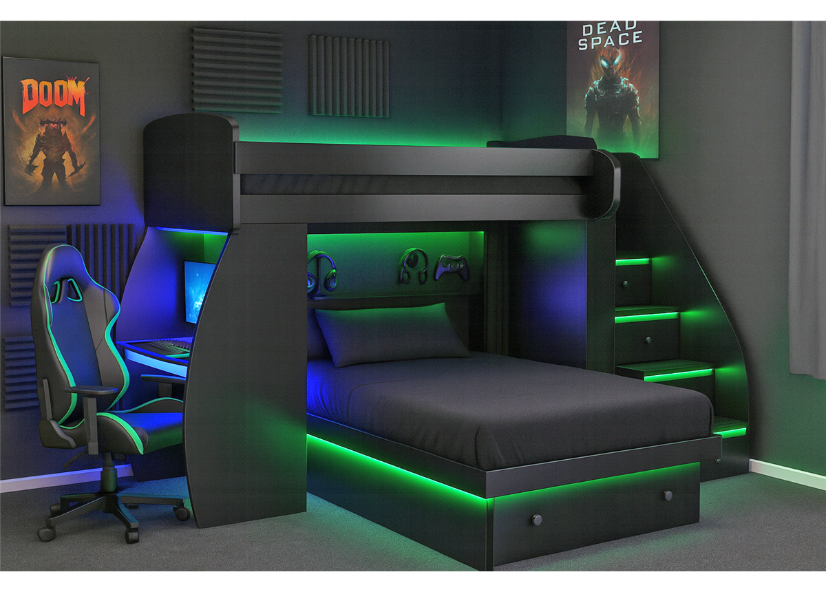 Кровать-чердак со столом двухместная Оксфорд Fmebel 